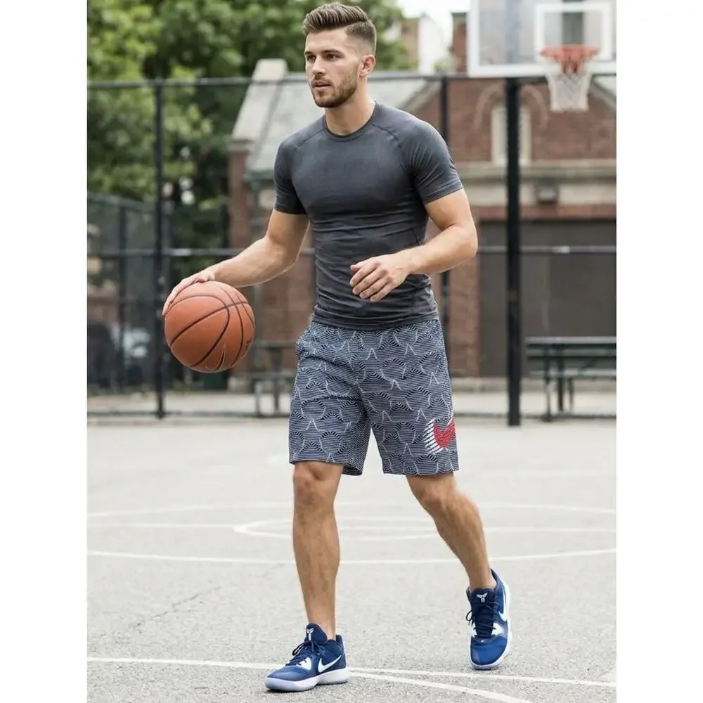 Nike Men’s Shorts Size S Blue White Star Pattern Geometric Athletic Gym Short